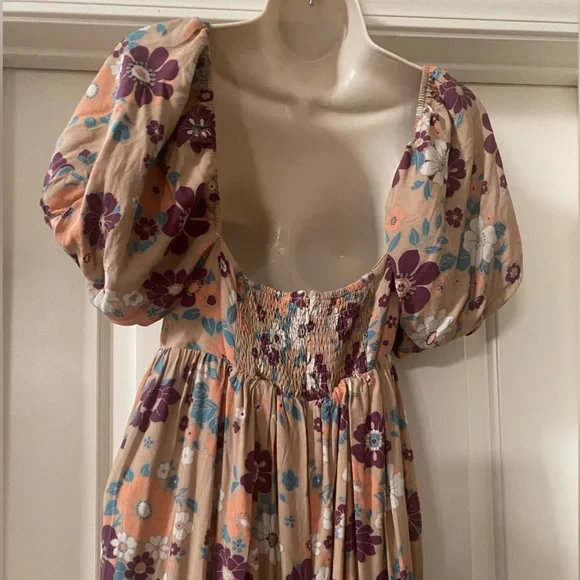 Storia Flower Floral Puff Sleeve‎ Long Dress - Picture 5 of 6